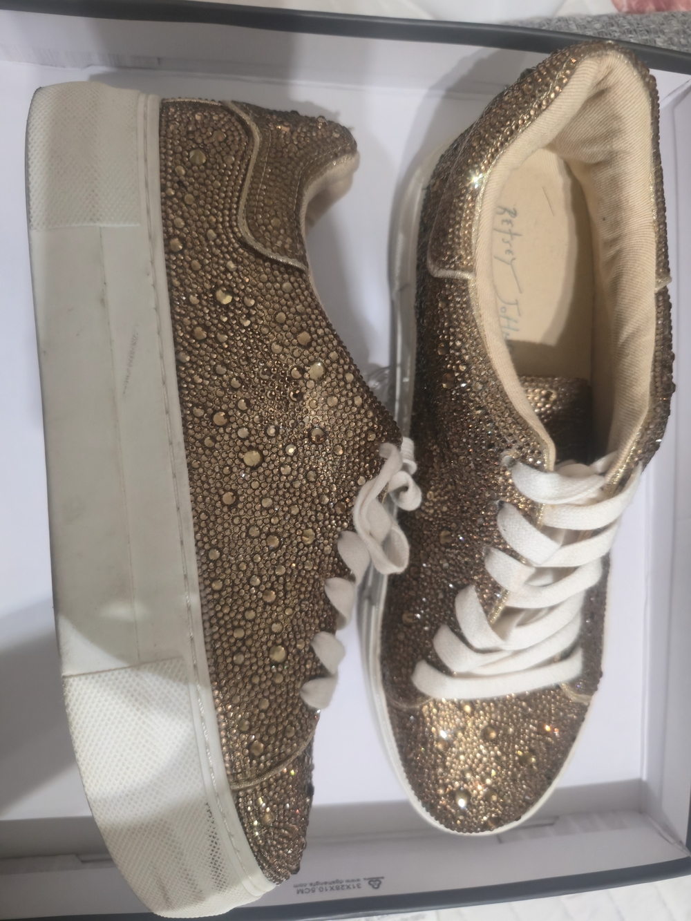 Betsey Johnson Gold Crystal Embellished Platform Sneakers